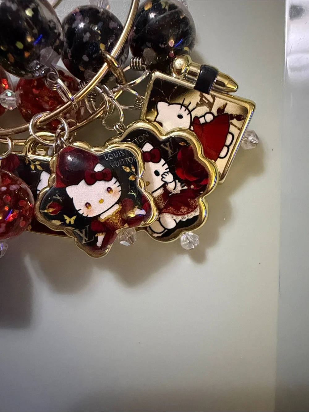 Hello Kitty Charm Hoop bracelet in Red and Black